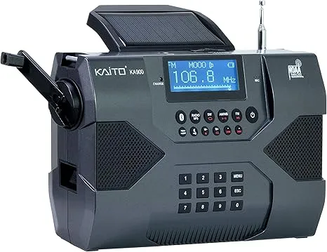 Kaito Emergency Radio Voyager Max KA900 Digital Solar Dynamo Crank Wind Up AM/FM/SW & NOAA Weather Stereo Radio Receiver with Bluetooth